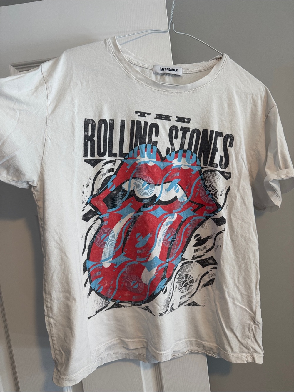 Daydreamer White Tee with Red & Blue Tongue Graphic M